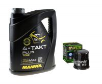 Motocyklowy olej półsyntetyczny MANNOL 4-TAKT PLUS 7202  10W40 4 litry + filtr HF303